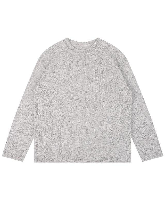 OFF THE LABEL Textured Knit Crewneck Sweater Light Grey