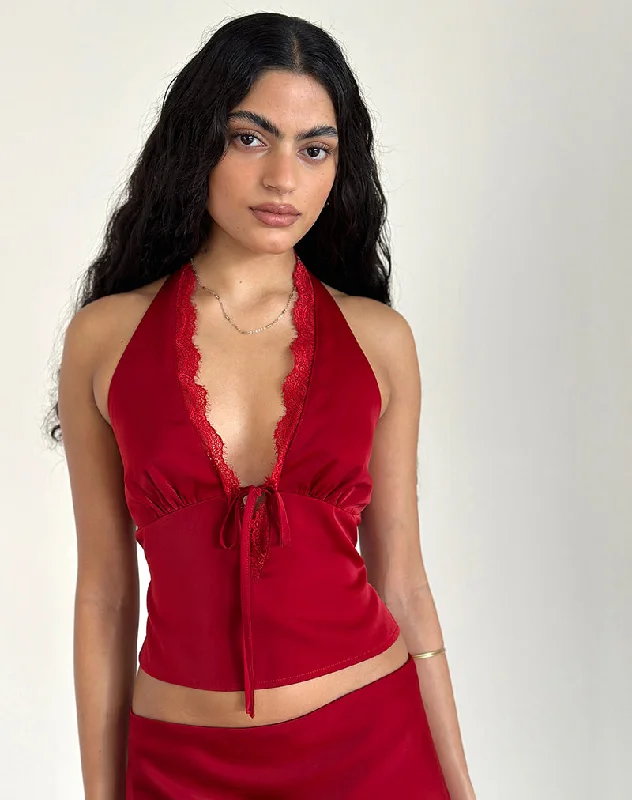 Mutsuki Top in Dark Red