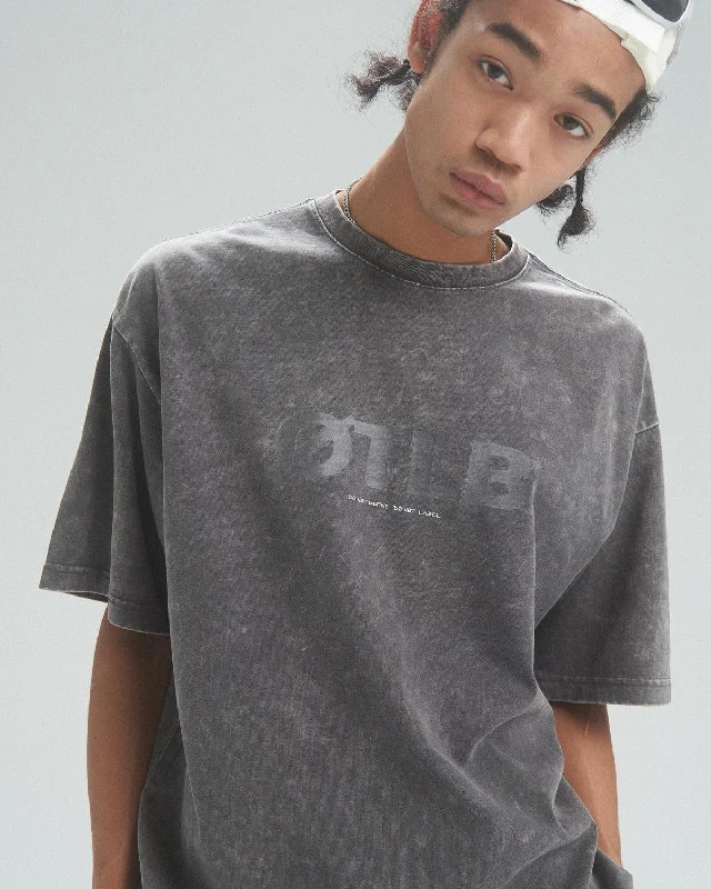 Off The Label heavy wash logo t-shirt grey