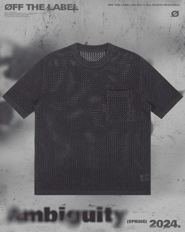 Off The Label hybrid structures short-sleeve knitted t-shirt dark grey