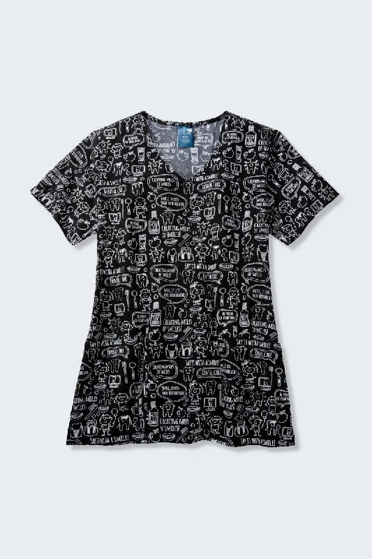 Z12213 Miles of Smiles Women's Print Scrub Top