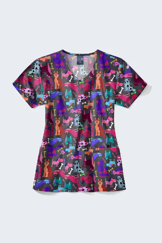 Z12213 Paw Squad Women's Print Scrub Top