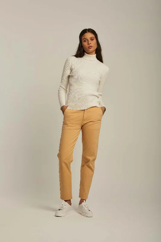 Women Pants Slim Fit Chino Beige