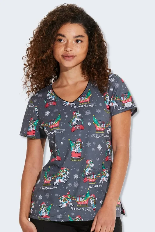 Sleigh All Day Magic Women's Print Scrub Top - DK852