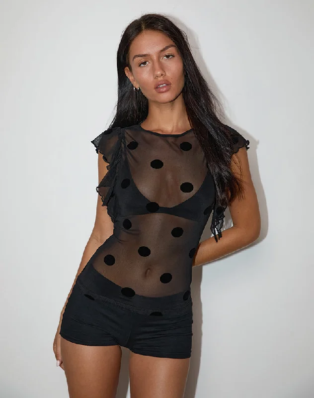 Harsya Unlined Top in Big Polka Flock Black