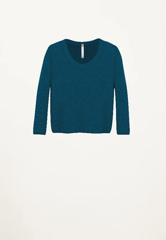 Cashmere Ribbed Top in Atlantis