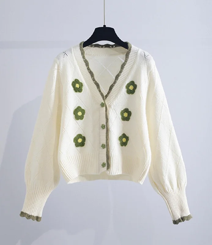 Lovely flowers long sleeve cardigan sweater  140