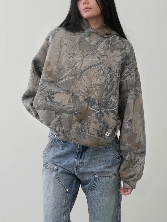 Retro Oversized Baggy Camouflage Hoodie