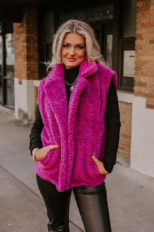 Snuggle Weather Sherpa Vest In Fuchsia