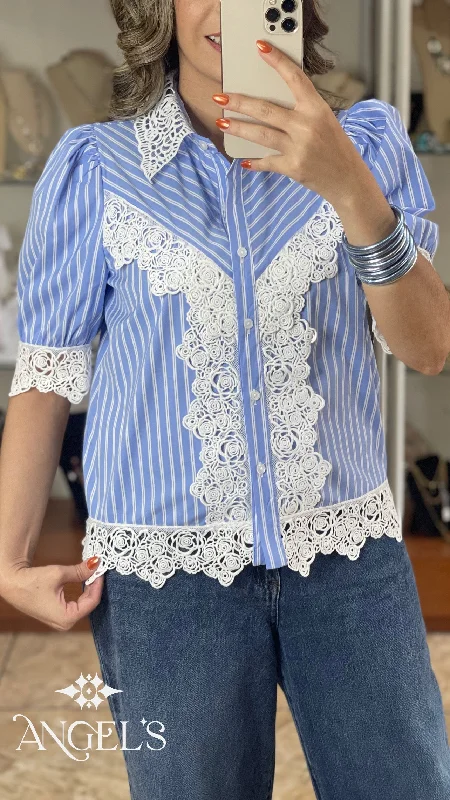 Lace Stripes Top