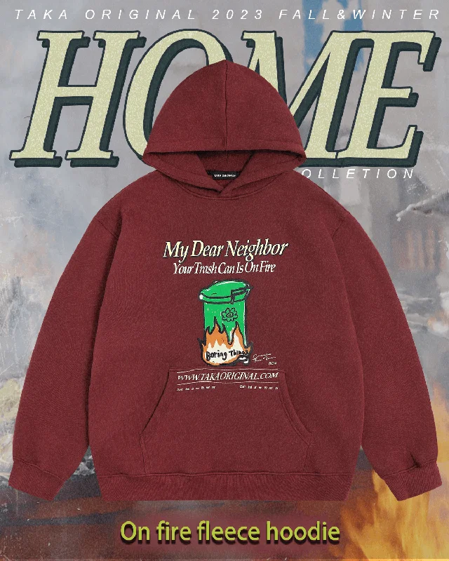 TAKA Original HOME collection on fire fleece hoodie red