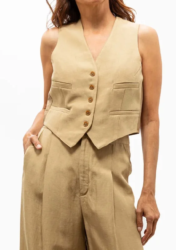 Cropped Vest | Khaki