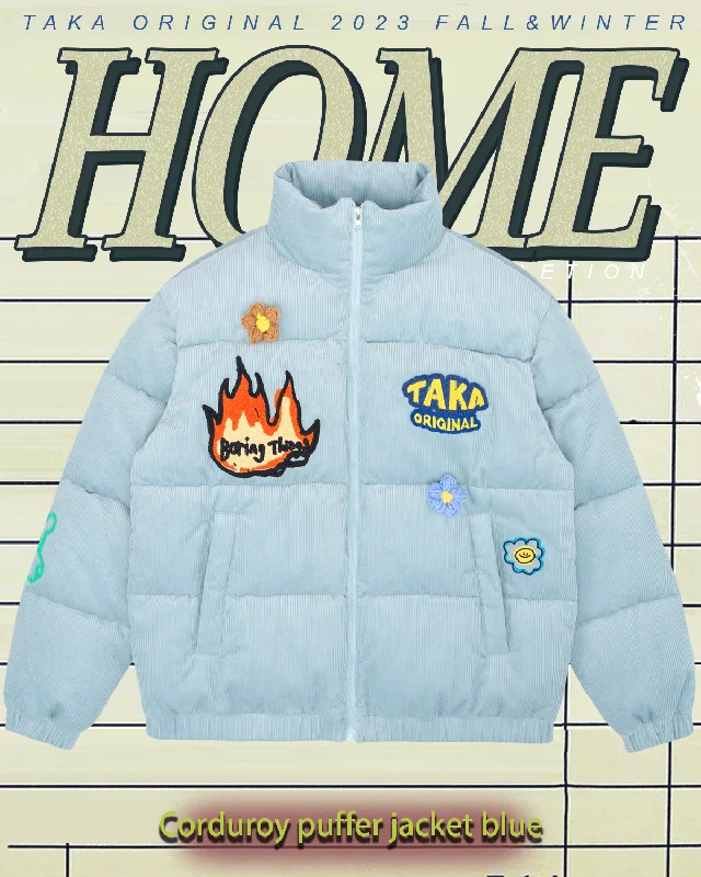 TAKA Original corduroy puffer jacket  blue