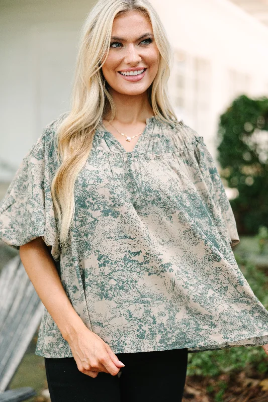 Be Who You Are Forest Green Toile Blouse