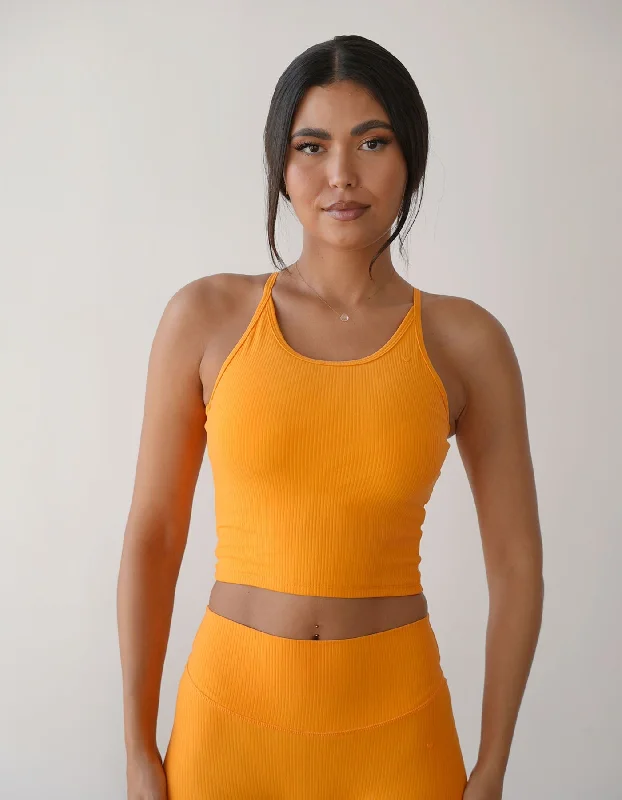 Moana Ribbed Crop Top - Tangy