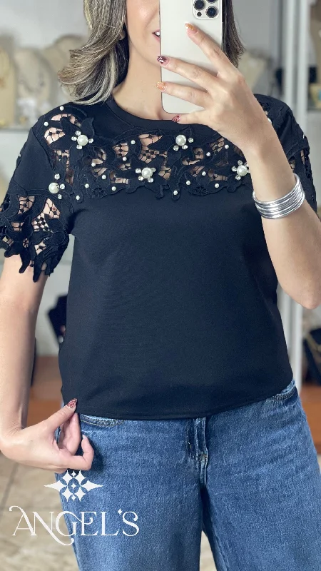 Lace, Rhinestones and Pearls Top