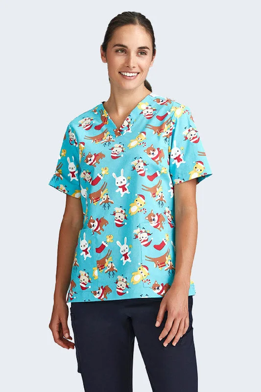 Christmas Friends Women's Christmas Scrub Top - CST446LS