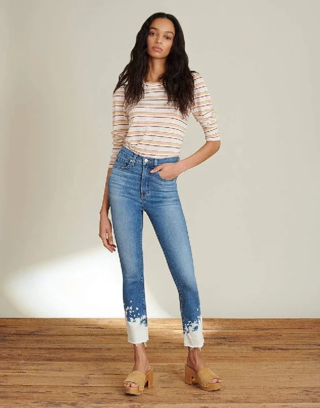 Carly Splatter Detail High-Rise Kick Flare Jean