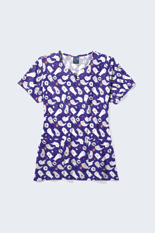 Z16213 Purr-anormal Cativity Women's Print Scrub Top