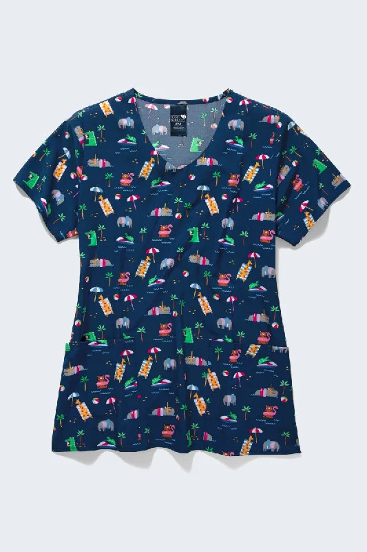 Z12213 Safari Splash Women's Print Scrub Top