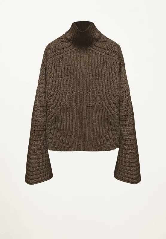 Amelia Ribbed Pullover in Army