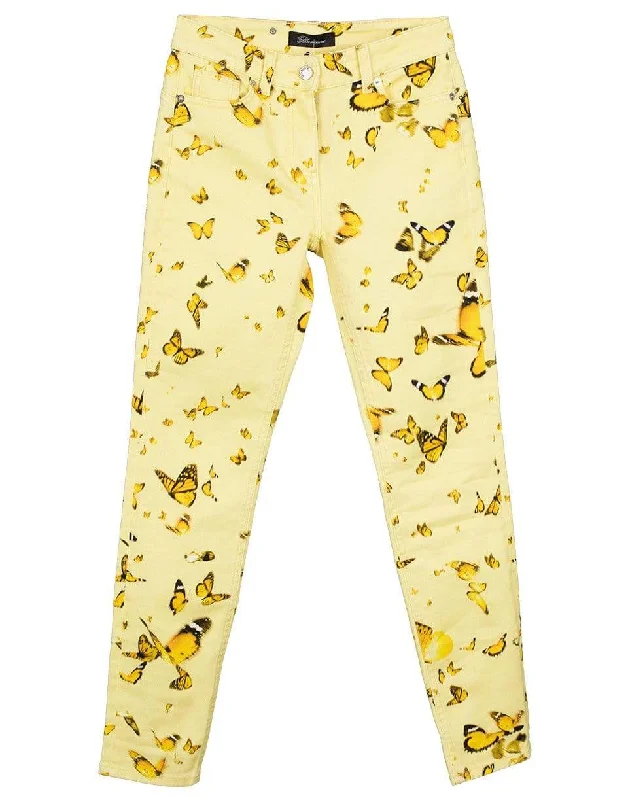 Butterfly Print Skinny Denim Pant