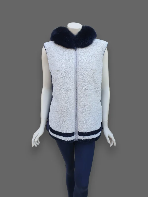 Beige Curly Lamb Vest -Small