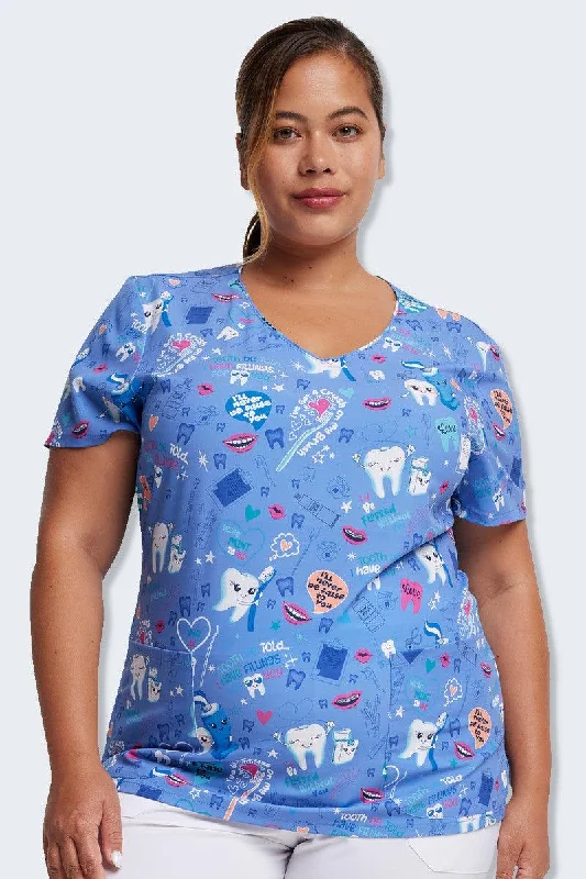 DK852 Fillings For You Women's Print Scrub Top