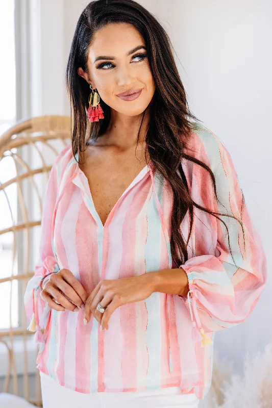 Summer Adventures Pink Striped Top