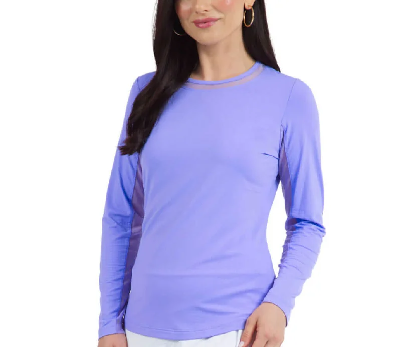 IBKUL Womens Long Sleeve Crew Solid Top - Lavender