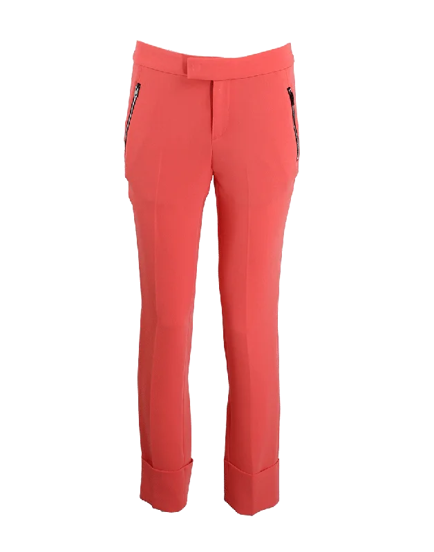 Cuffed Capri with Side Zip Pockets