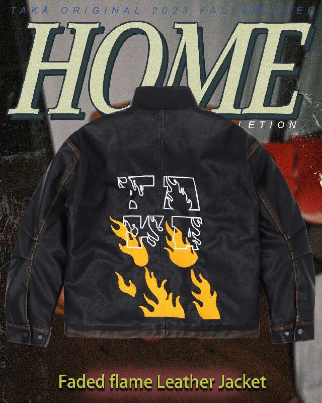 TAKA Original Faded flame Leather Jacket