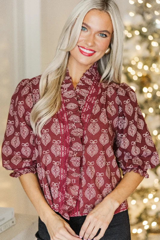 Out For The Day Red Medallion Blouse