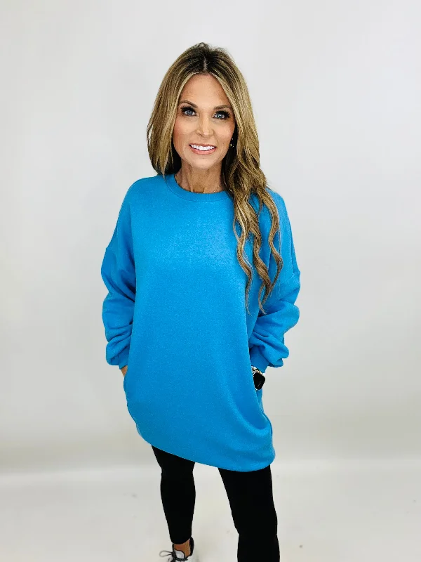 STAY COMFY SWEATSHIRT TOP- DEEP SKY--FLASH SALE