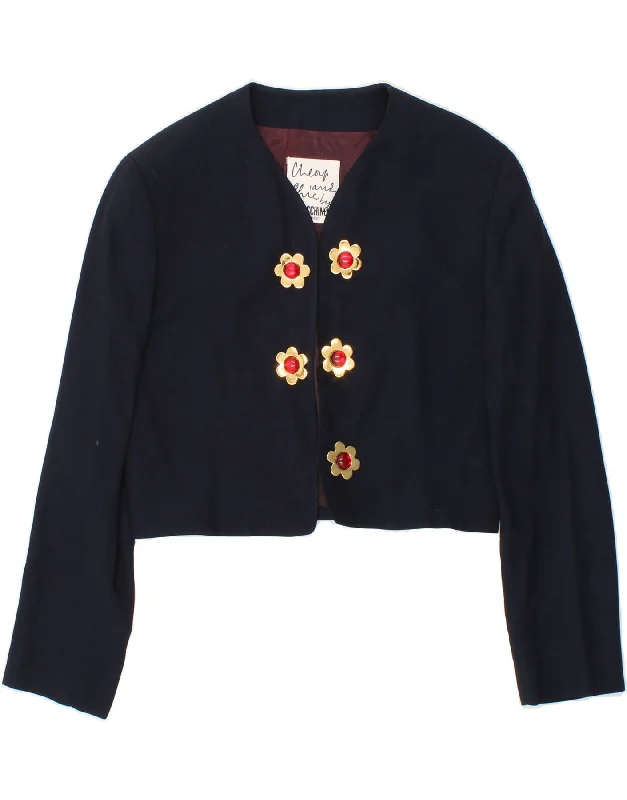 MOSCHINO Womens Cheap and Chic Bolero Jacket UK 10 Small  Navy Blue Floral