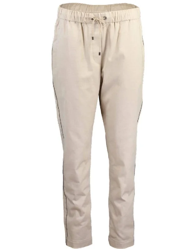 Cotton Monili Trim Drawstring Joggers