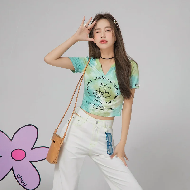 Cherry World Tie-Dye Crop Top