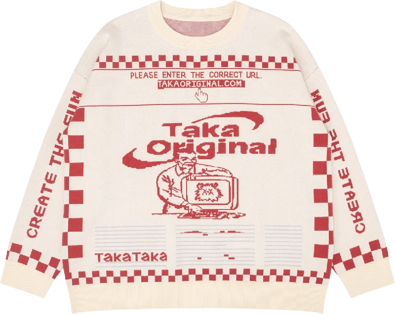 TAKA Original Moody Bob mosaic checkboard knit jumper red