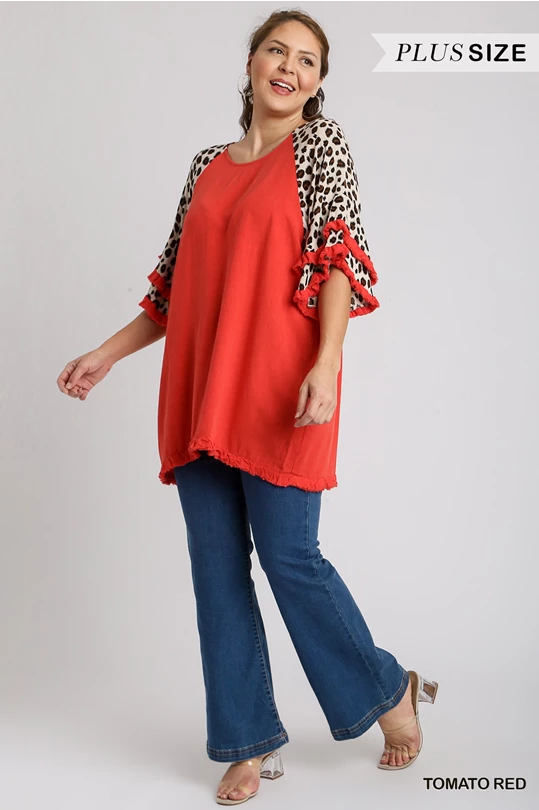 Red Animal Print Tunic Top