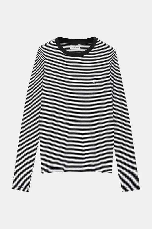 Rylan Tee in Black & White Stripe