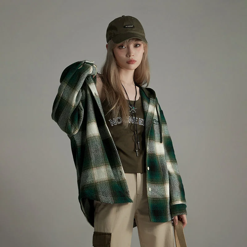 Scottish Check Hooded Shirt