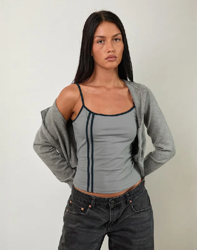 Nilaso Vest Top in Grey with Tapshoe Binding