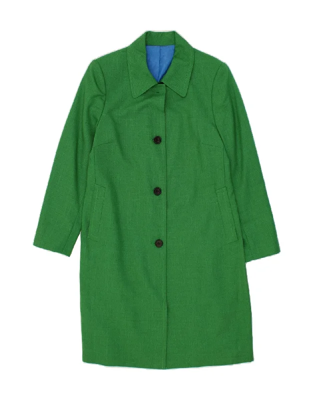 VINTAGE Womens Overcoat UK 14 Medium Green