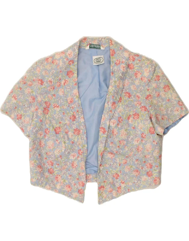 LAURA ASHLEY Womens Short Sleeve Bolero Jacket UK 14 Medium  Blue Floral