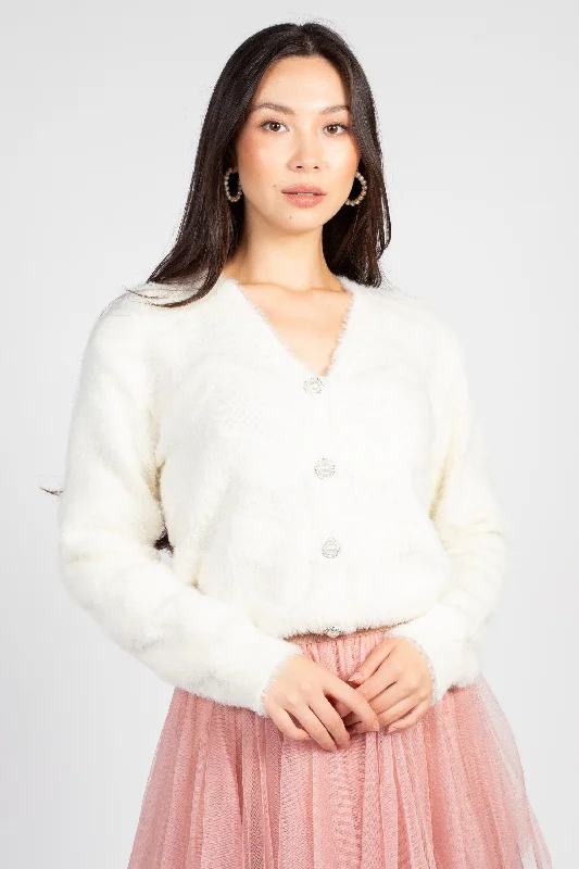 Sally Button Up Fuzzy Cardigan