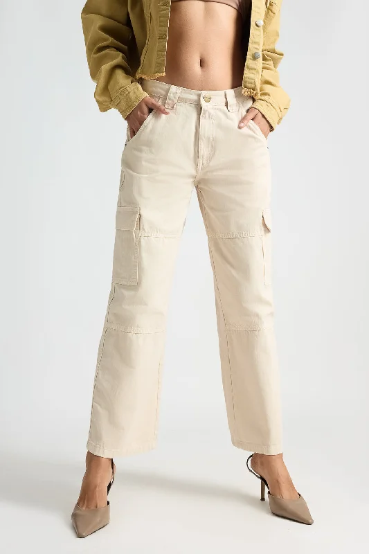 Denim Light Tan Cargo Pants